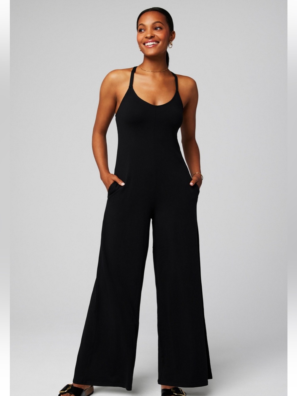 Black Fabletics Cloud Jersey Onesie